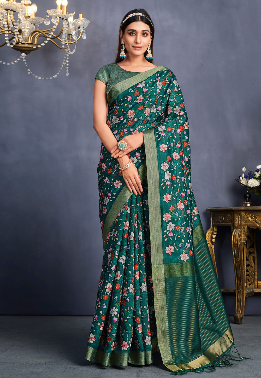 Green Tussar Silk Saree With Blouse 261632