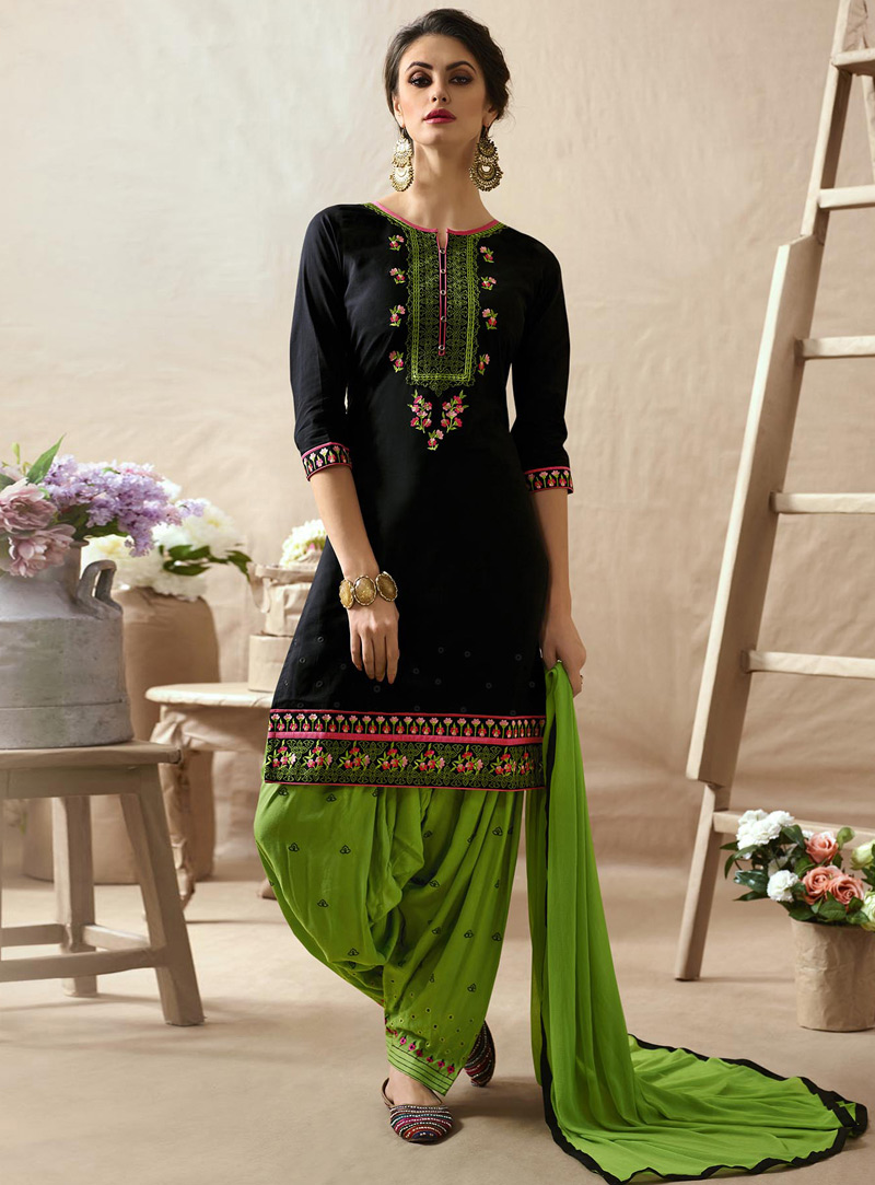 Black Cotton Punjabi Suit 99057
