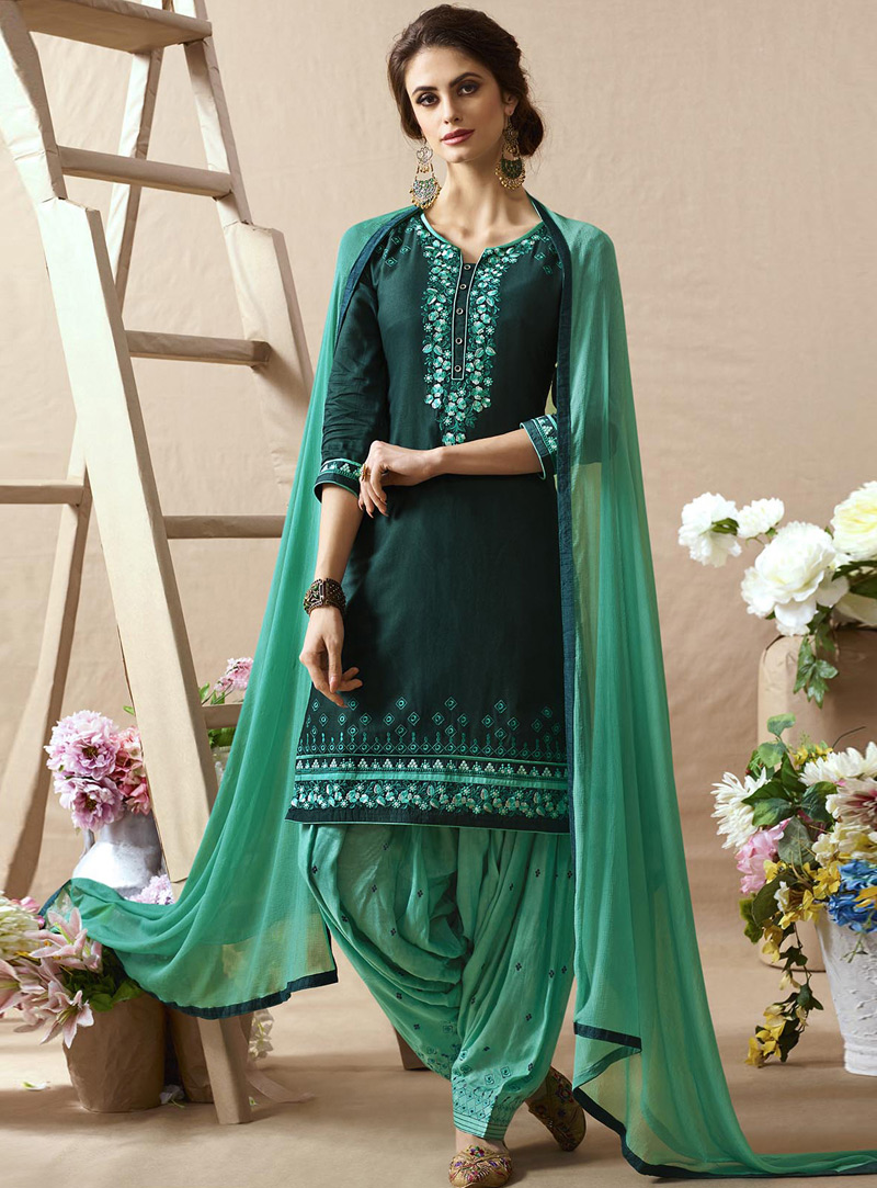 Green Cotton Punjabi Suit 99059