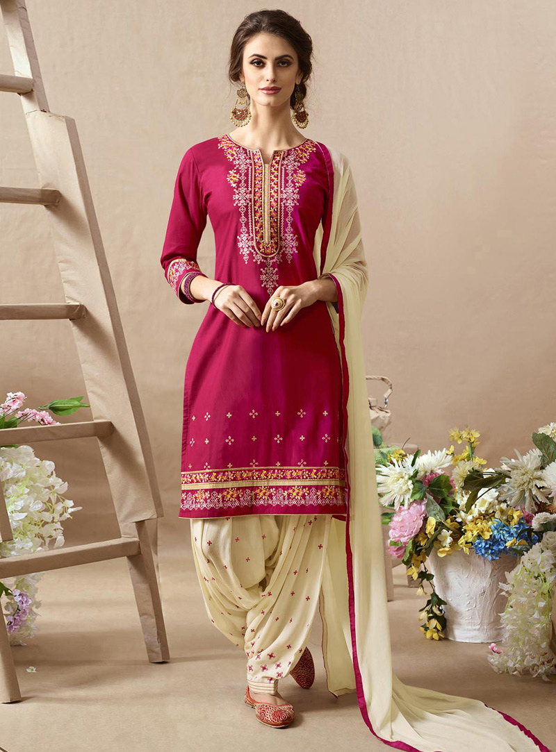 Pink Cotton Patiala Suit 99060