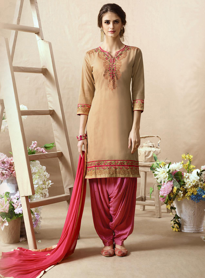 Beige Cotton Punjabi Suit 99063