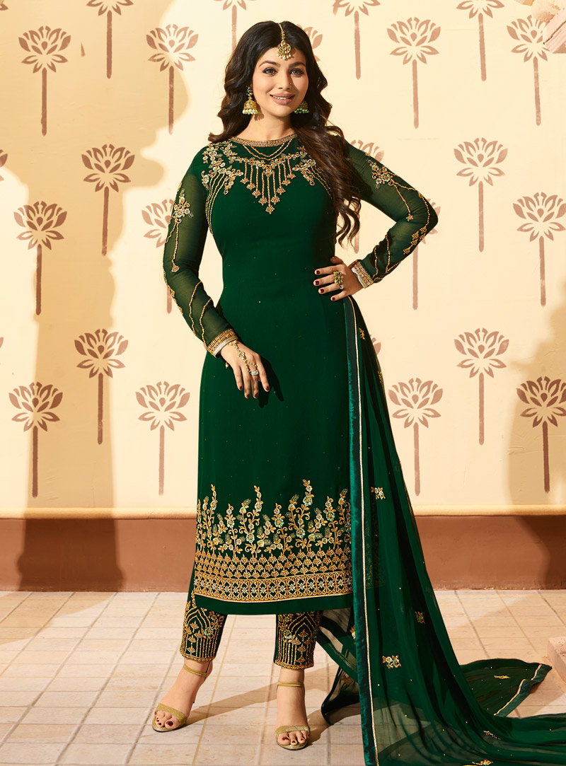 Ayesha Takia Green Georgette Pakistani Style Suit 139802