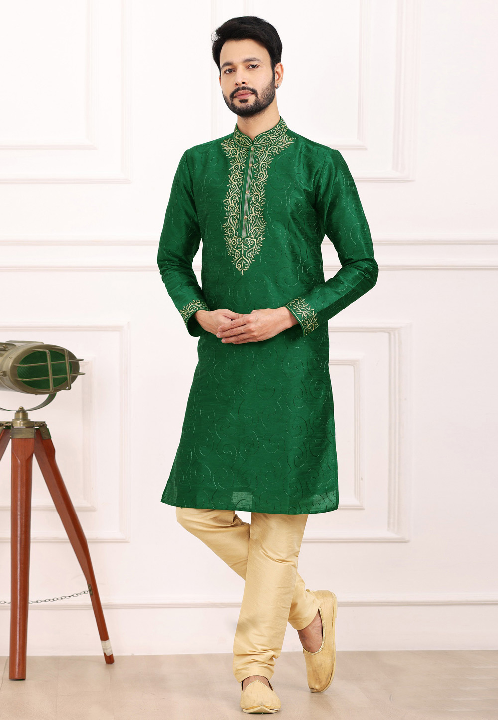 Green Art Silk Kurta Pajama 275739