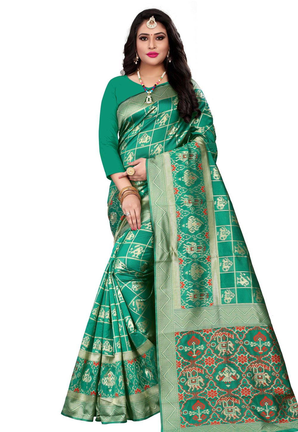 Green Banarasi Silk Festival Wear Saree 199391