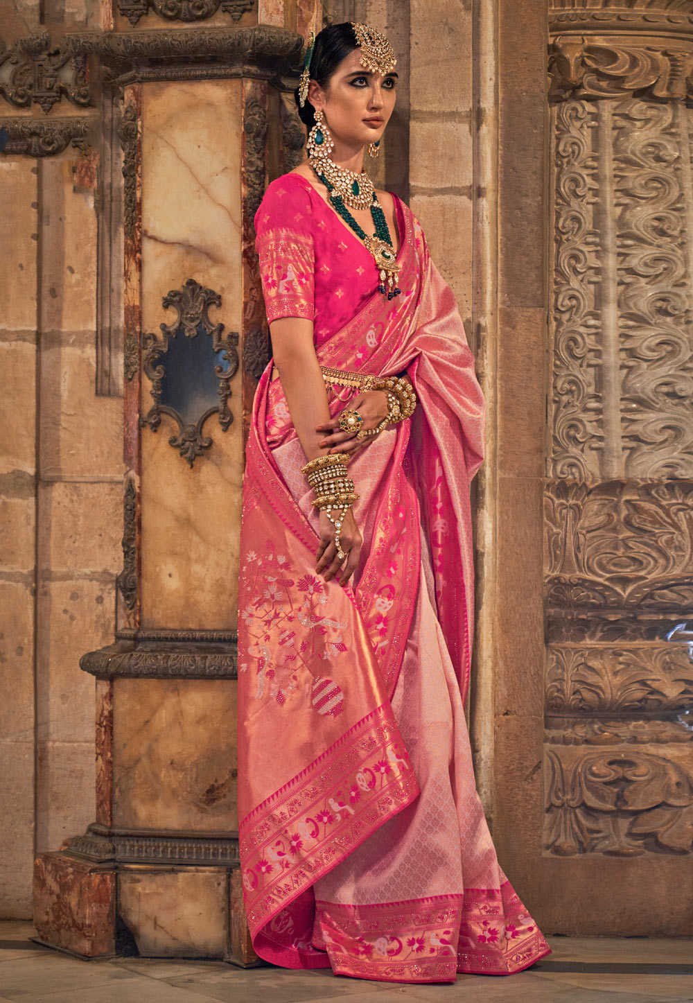Light Pink Silk Saree With Blouse 277621