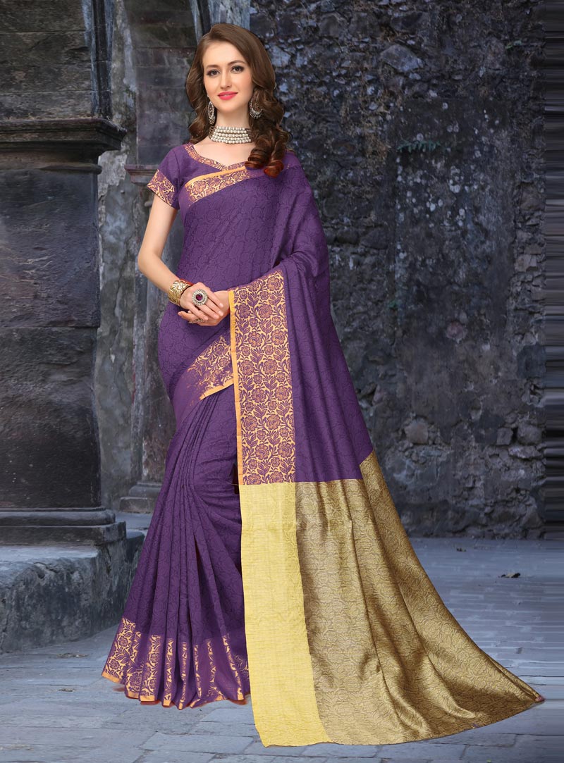 Purple Banarasi Silk Festival Wear Saree 91892