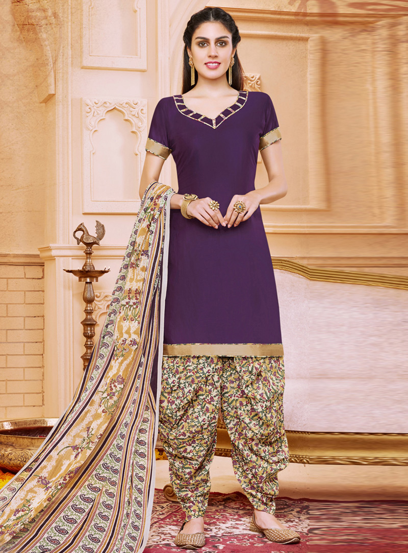 Purple Cotton Punjabi Suit 99592