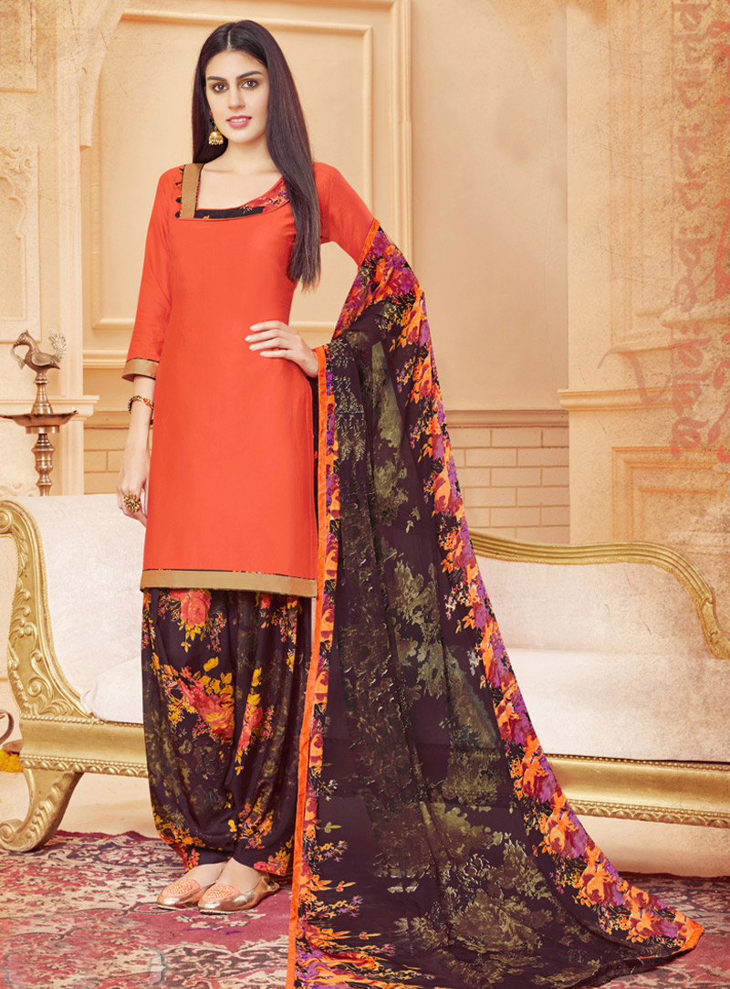 Orange Cotton Punjabi Suit 99594