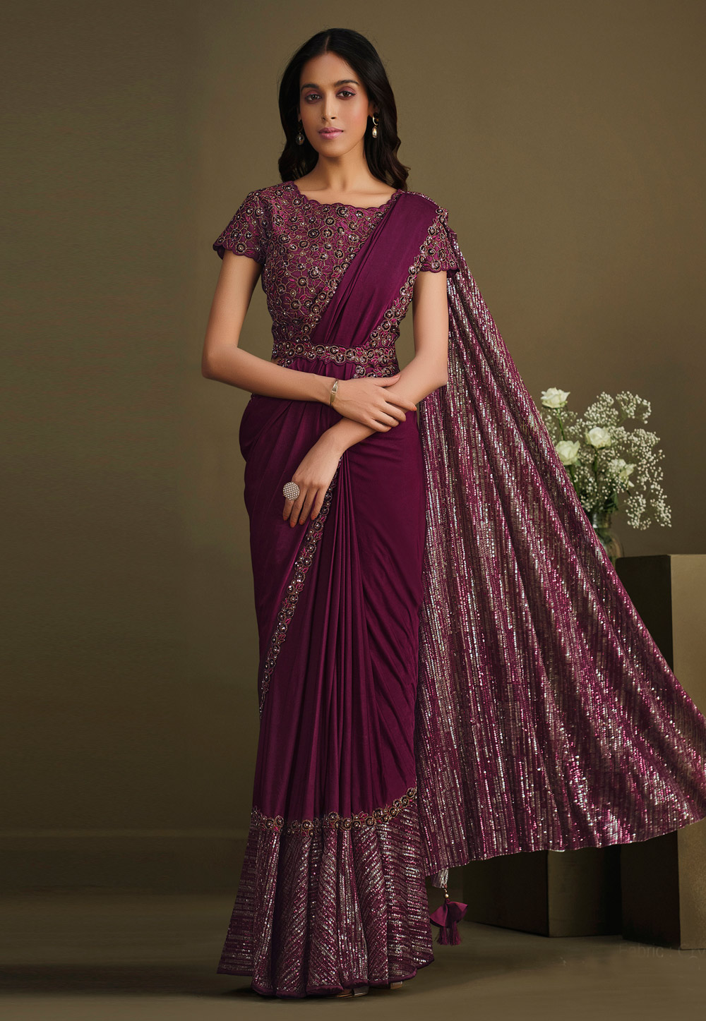 Purple Silk Saree With Blouse 263468