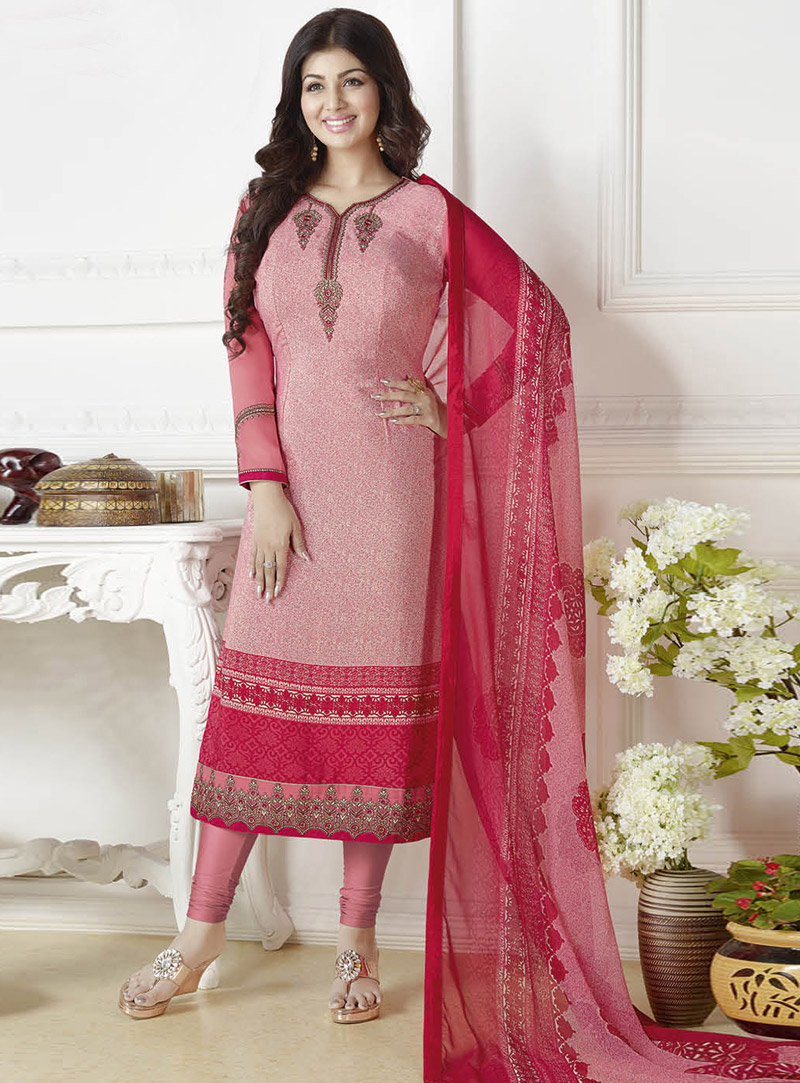 Ayesha Takia Pink Crepe Churidar Salwar Suit 100724