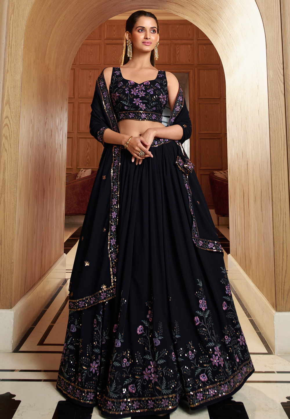 Navy blue hot sale lehenga choli