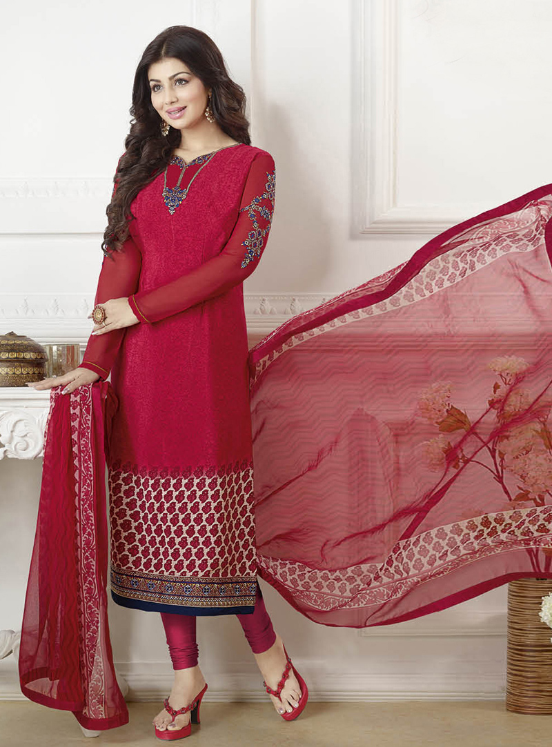 Ayesha Takia Dark pink Crepe Churidar Salwar Suit 100732