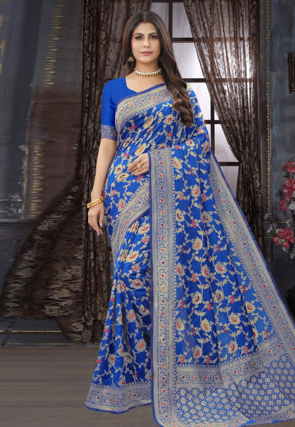Blue Art Silk Saree With Blouse 245995