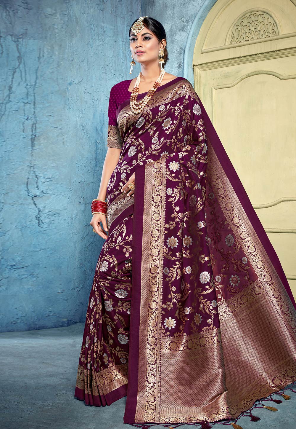 Purple Banarasi Silk Festival Wear Saree 205234