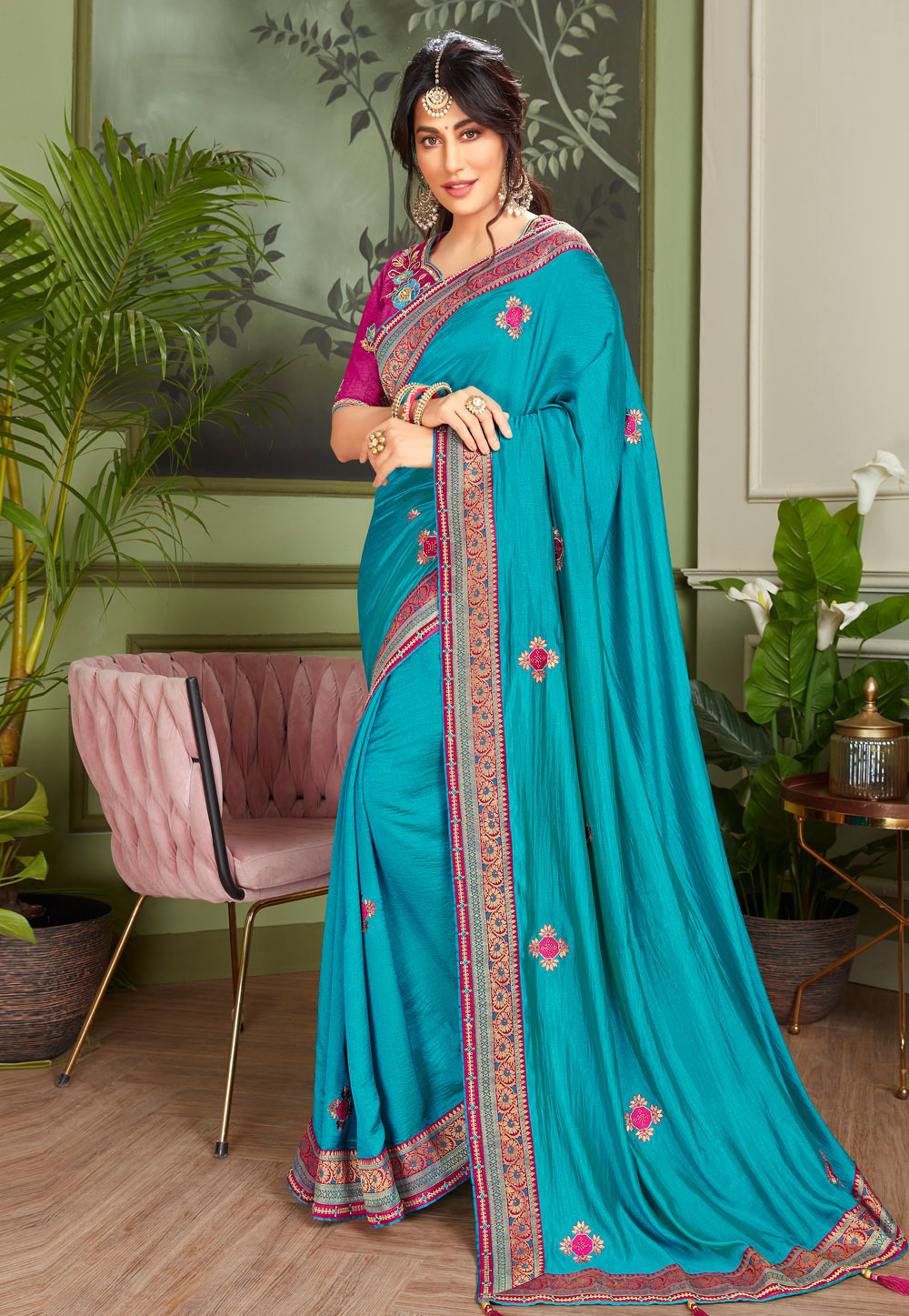 Chitrangada Singh Sky Blue Silk Saree With Blouse 228661