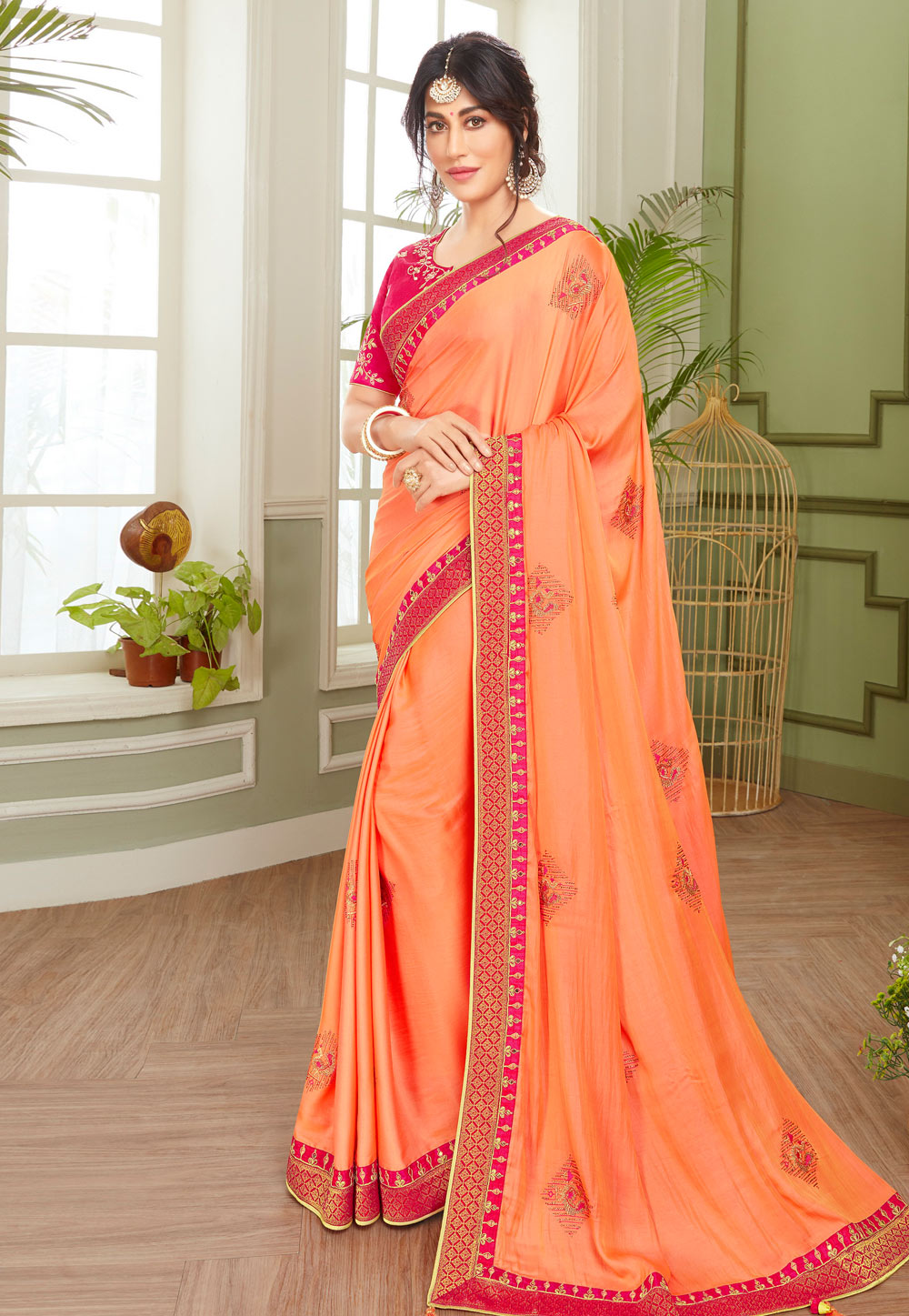 Chitrangada Singh Orange Silk Saree With Blouse 228665