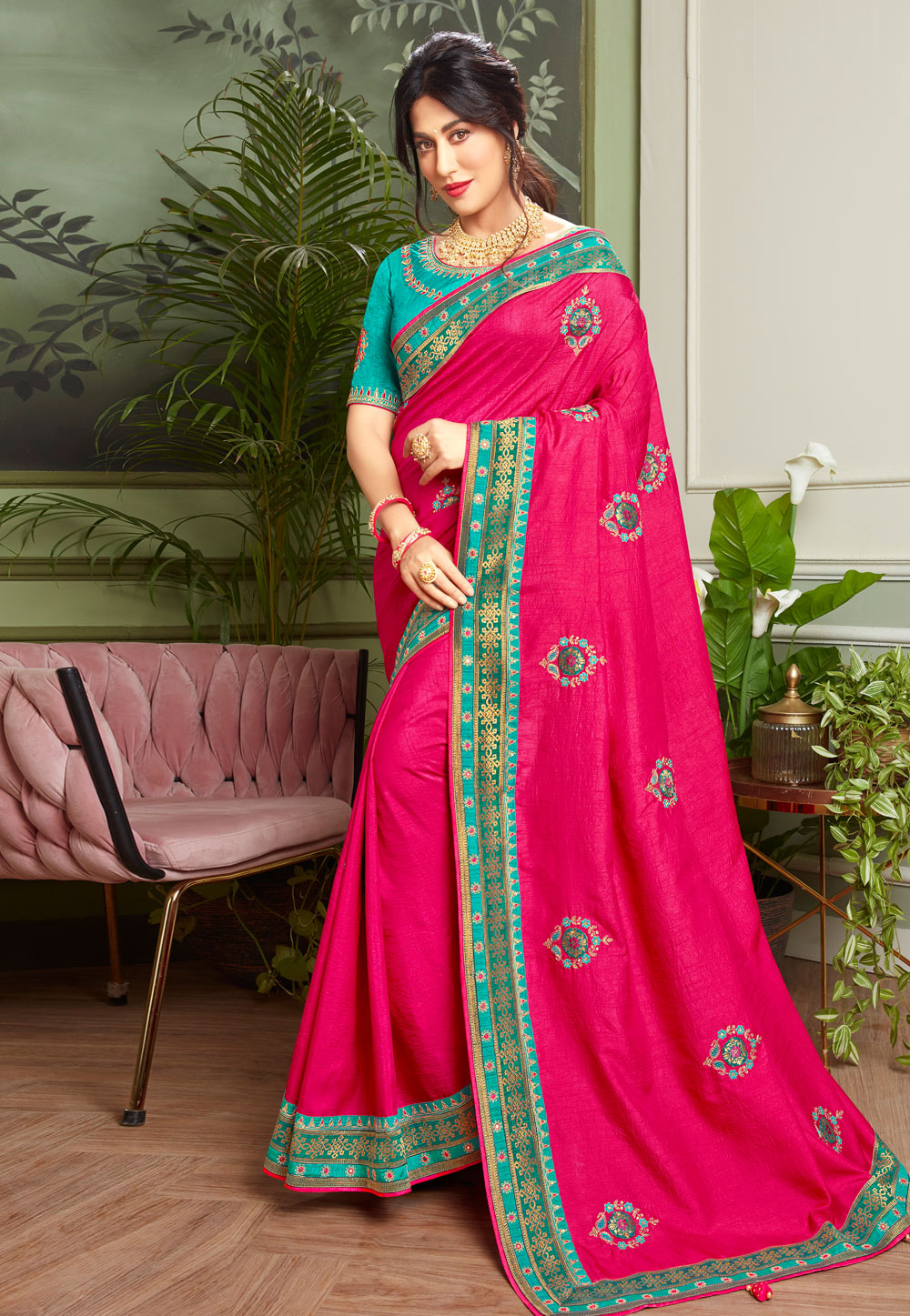 Chitrangada Singh Pink Silk Festival Wear Saree 228666