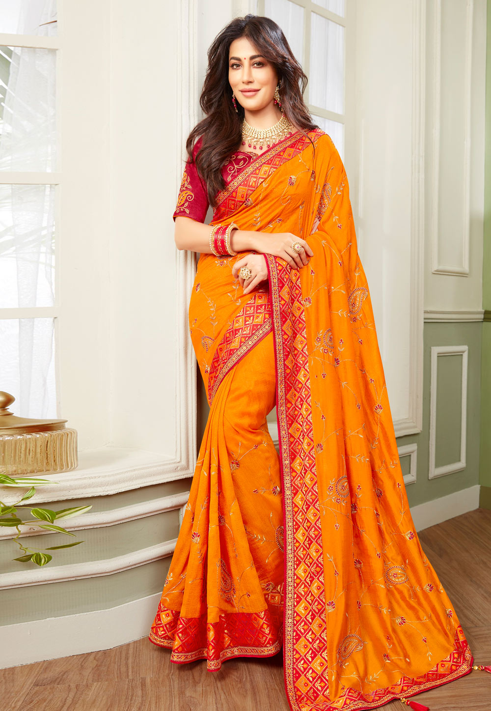 Chitrangada Singh Orange Silk Saree With Blouse 228667
