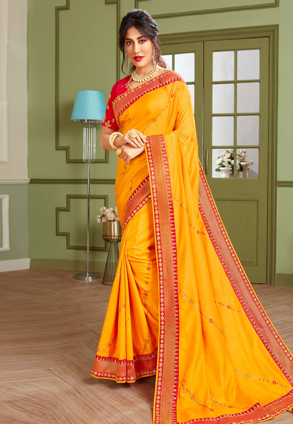 Chitrangada Singh Yellow Silk Festival Wear Saree 228668