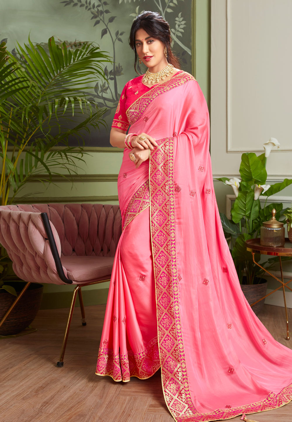 Chitrangada Singh Pink Silk Saree With Blouse 228675