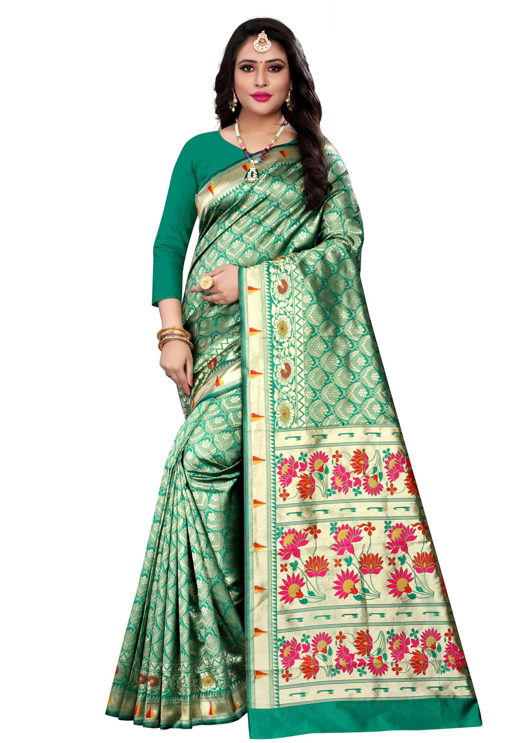 Green Cotton Silk Festival Wear Saree 202870
