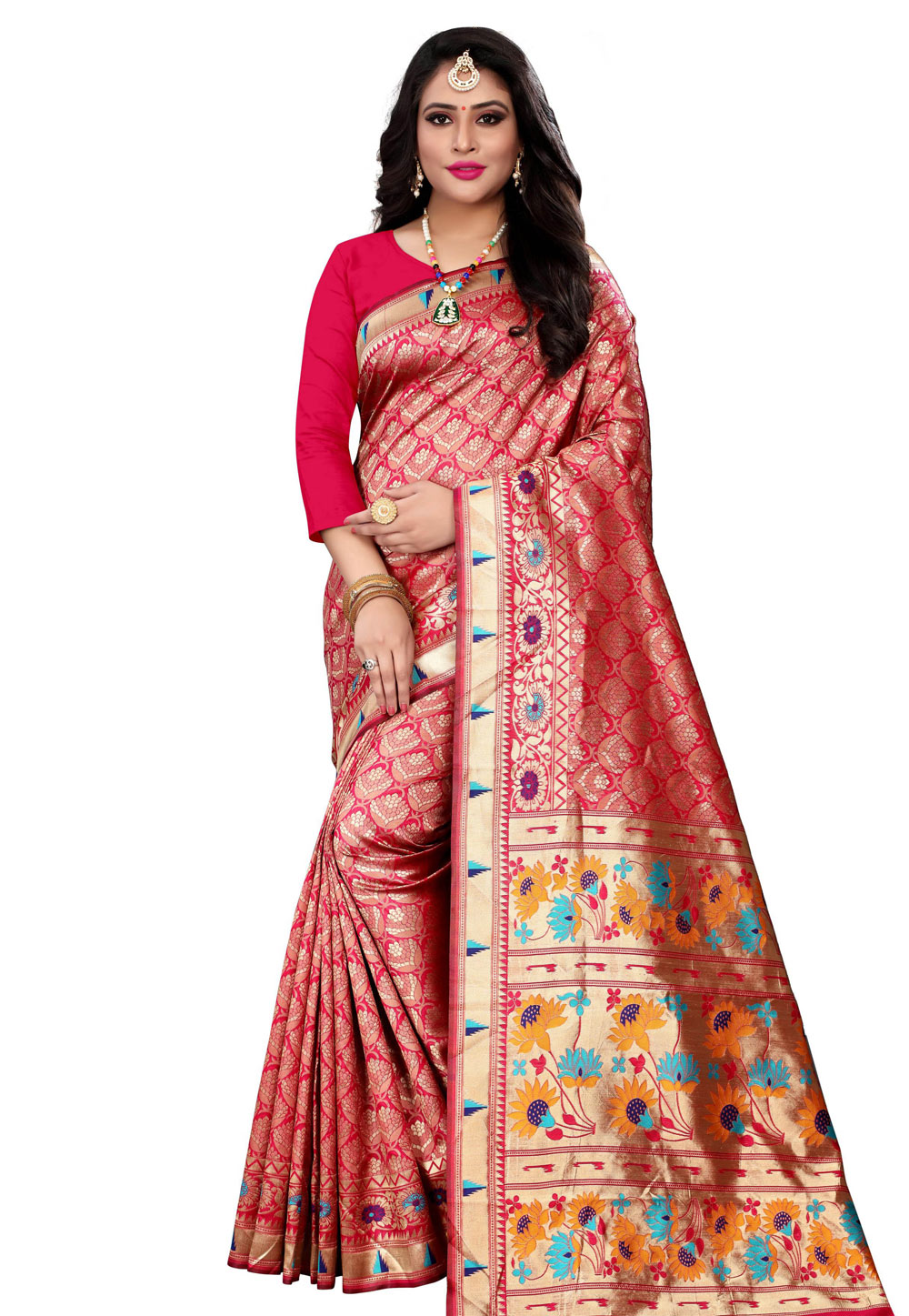 Pink Cotton Silk Saree With Blouse 202871