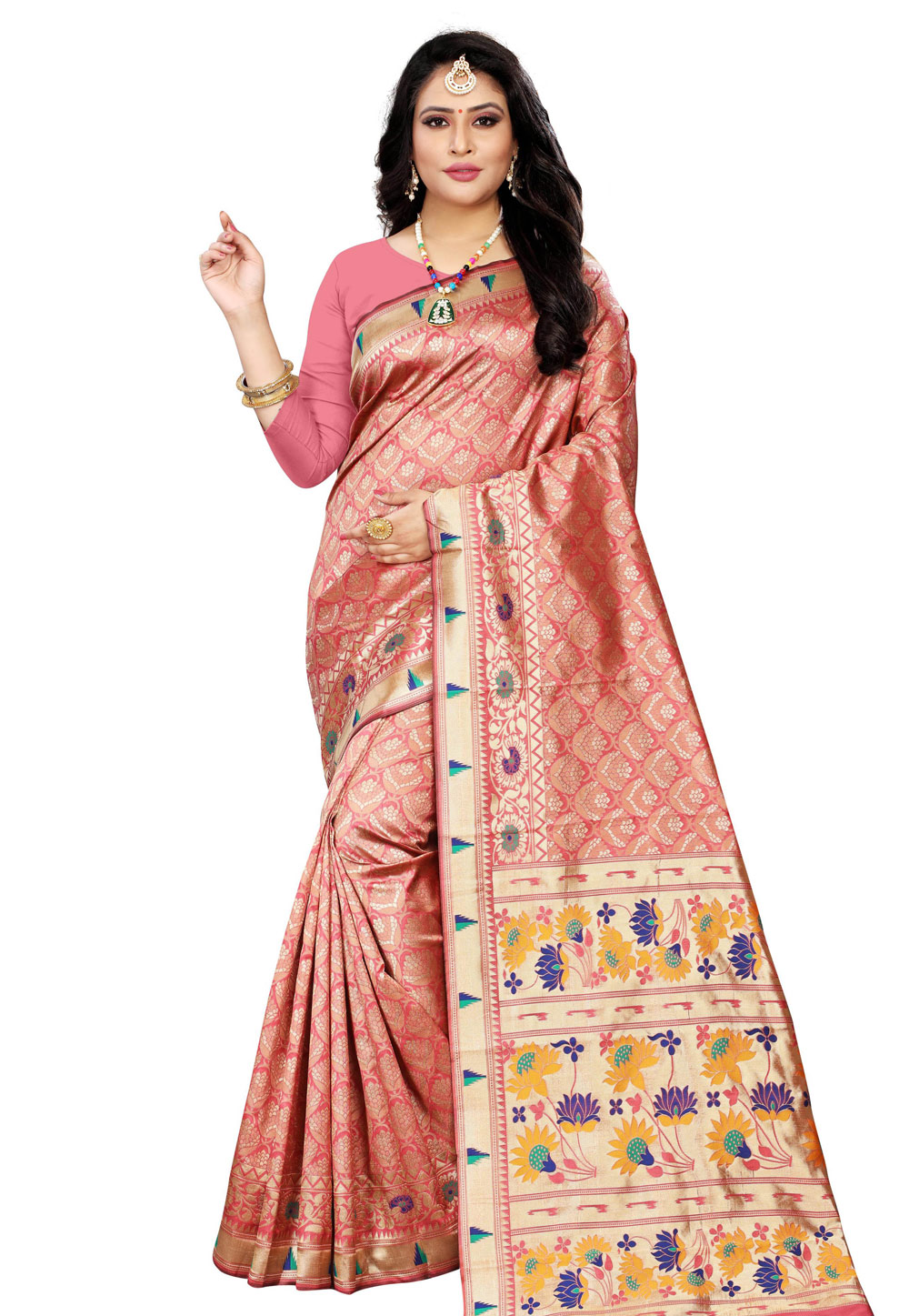 Pink Cotton Silk Festival Wear Saree 202873
