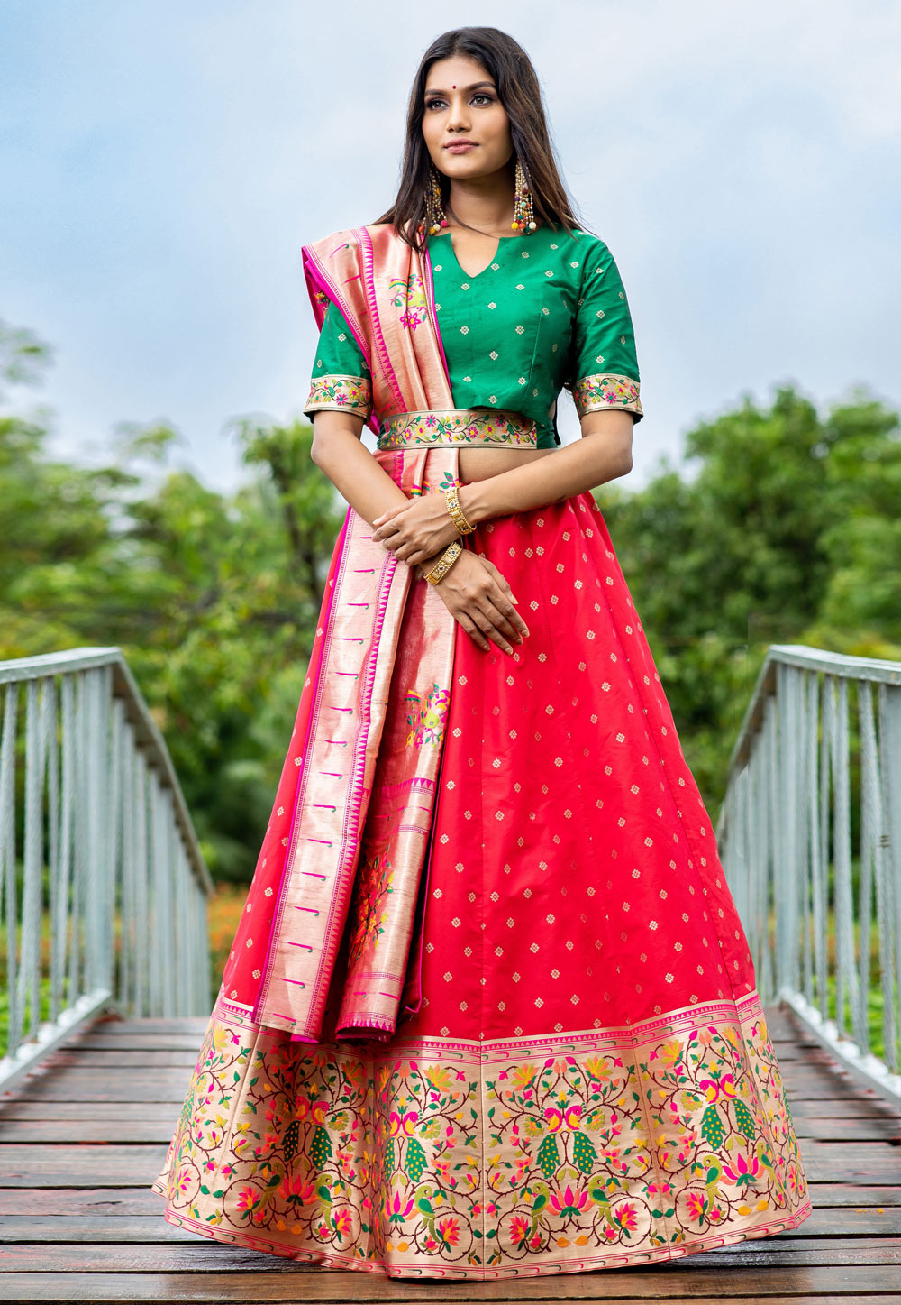 Buy Hot Pink Raw Silk Lehenga with an Ecru Dupatta and Pink Georgette  Dupatta by NIDHI THOLIA at Ogaan Online Shopping Site