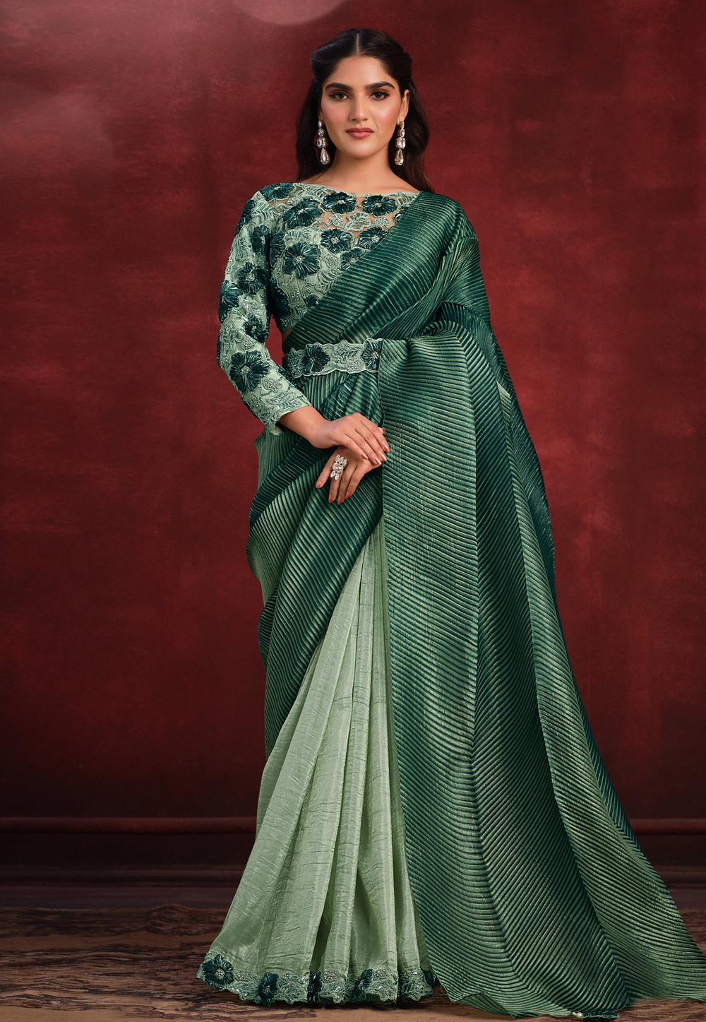 Presenting the Special Cotton Half Sarees- PADMAJA! This wonderful cotton half  saree in pretty shades of dark olive green and maroo has ... | Instagram