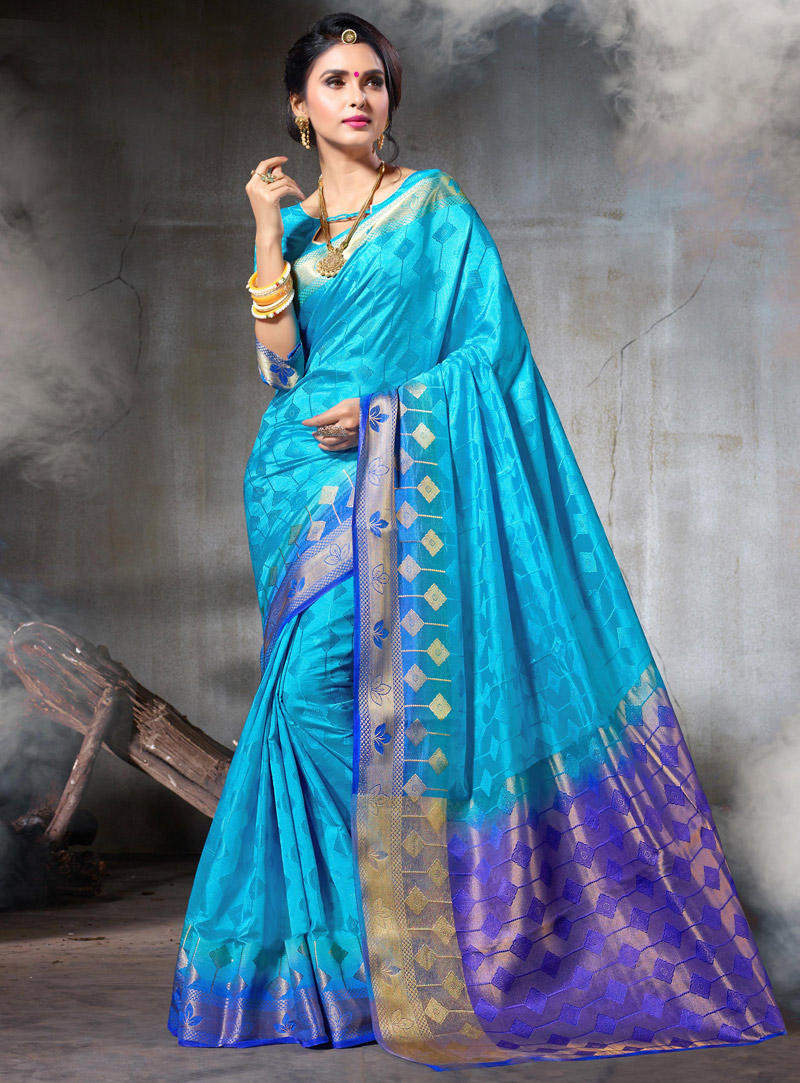 Blue Silk Festival Wear Saree 102515
