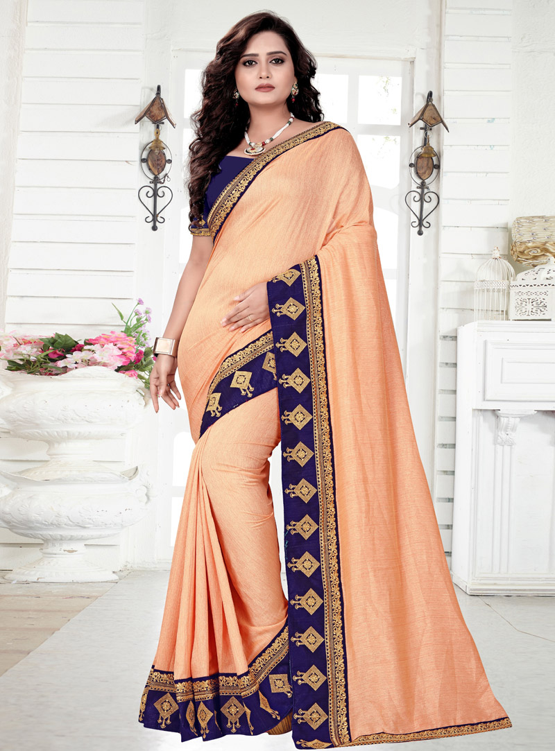 Peach Georgette Saree With Blouse 143451