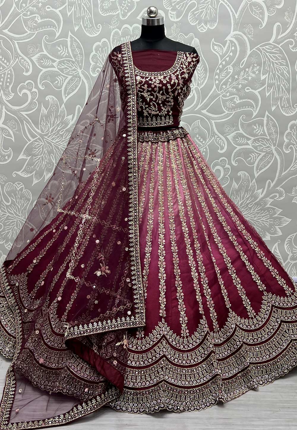 Purple Silk Wedding Lehenga Choli 256093