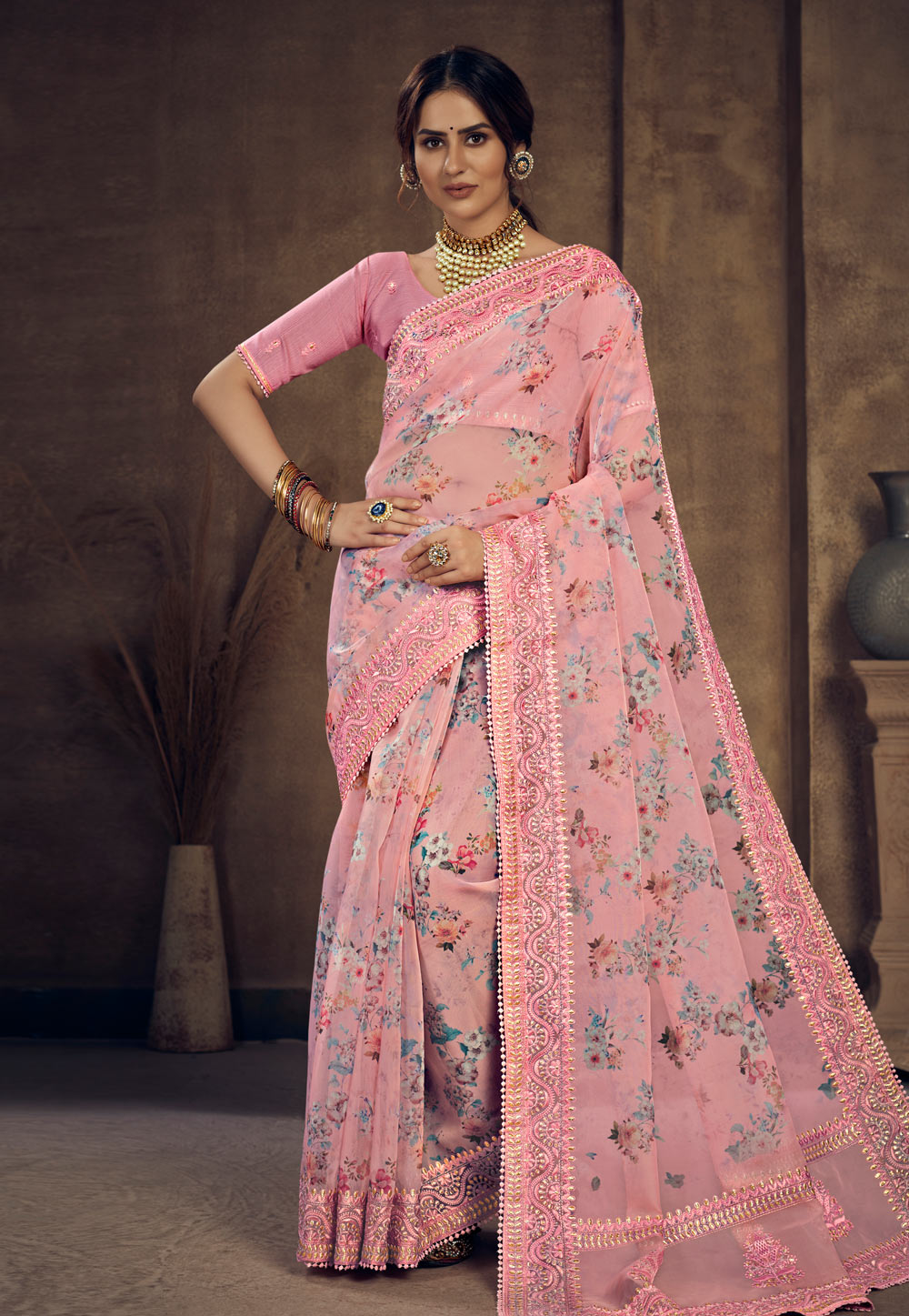 Pink Silk Saree With Blouse 230911