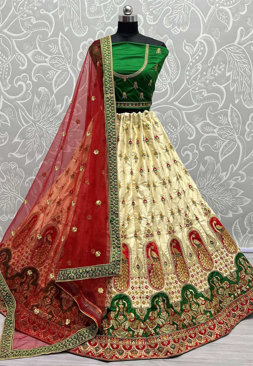 Cream Silk Wedding Lehenga Choli 258647