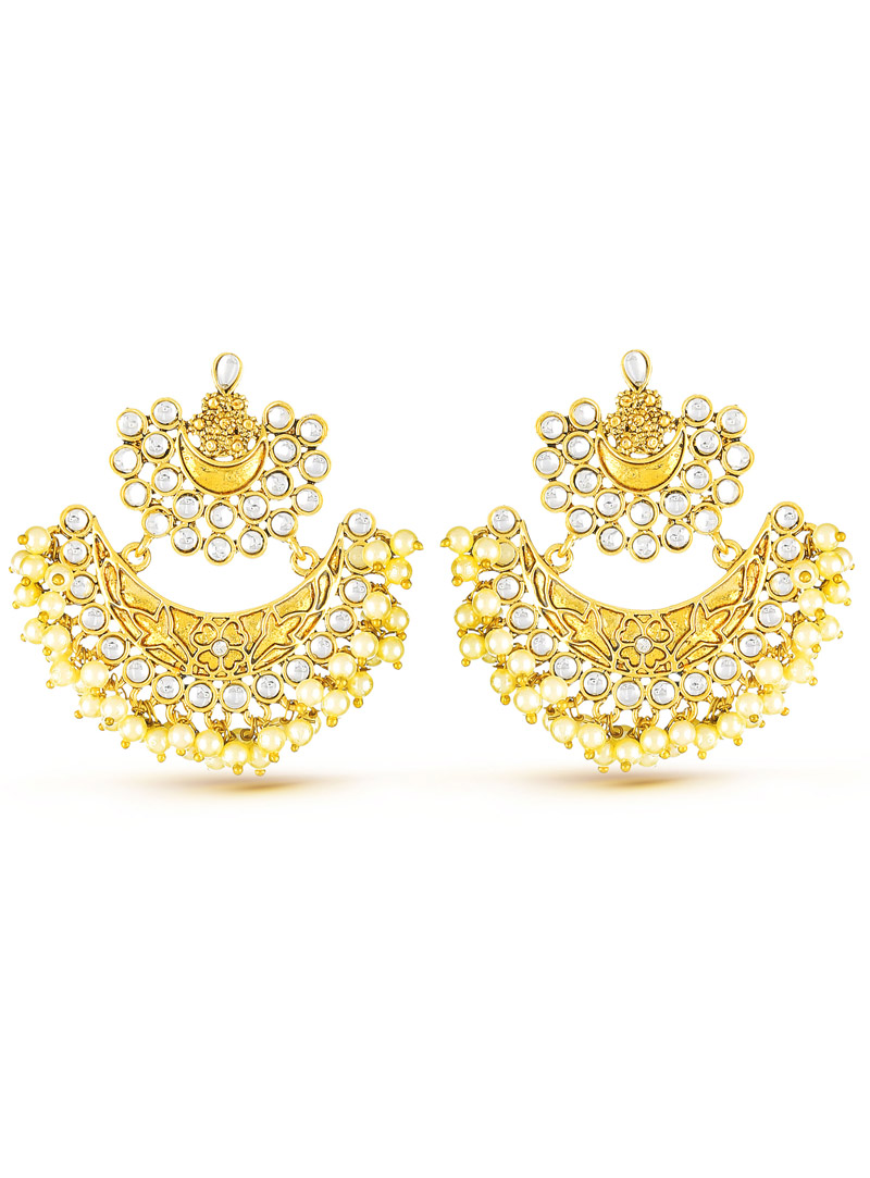 White Pearl Kundan Earrings 87744