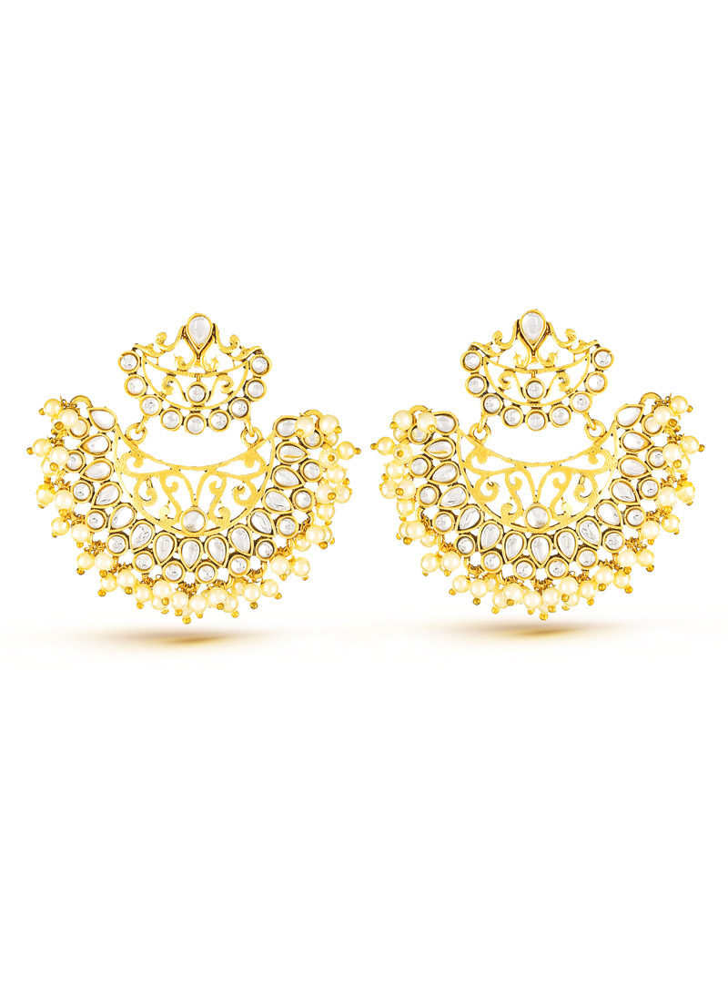 Golden Pearl Kundan Earrings 87745