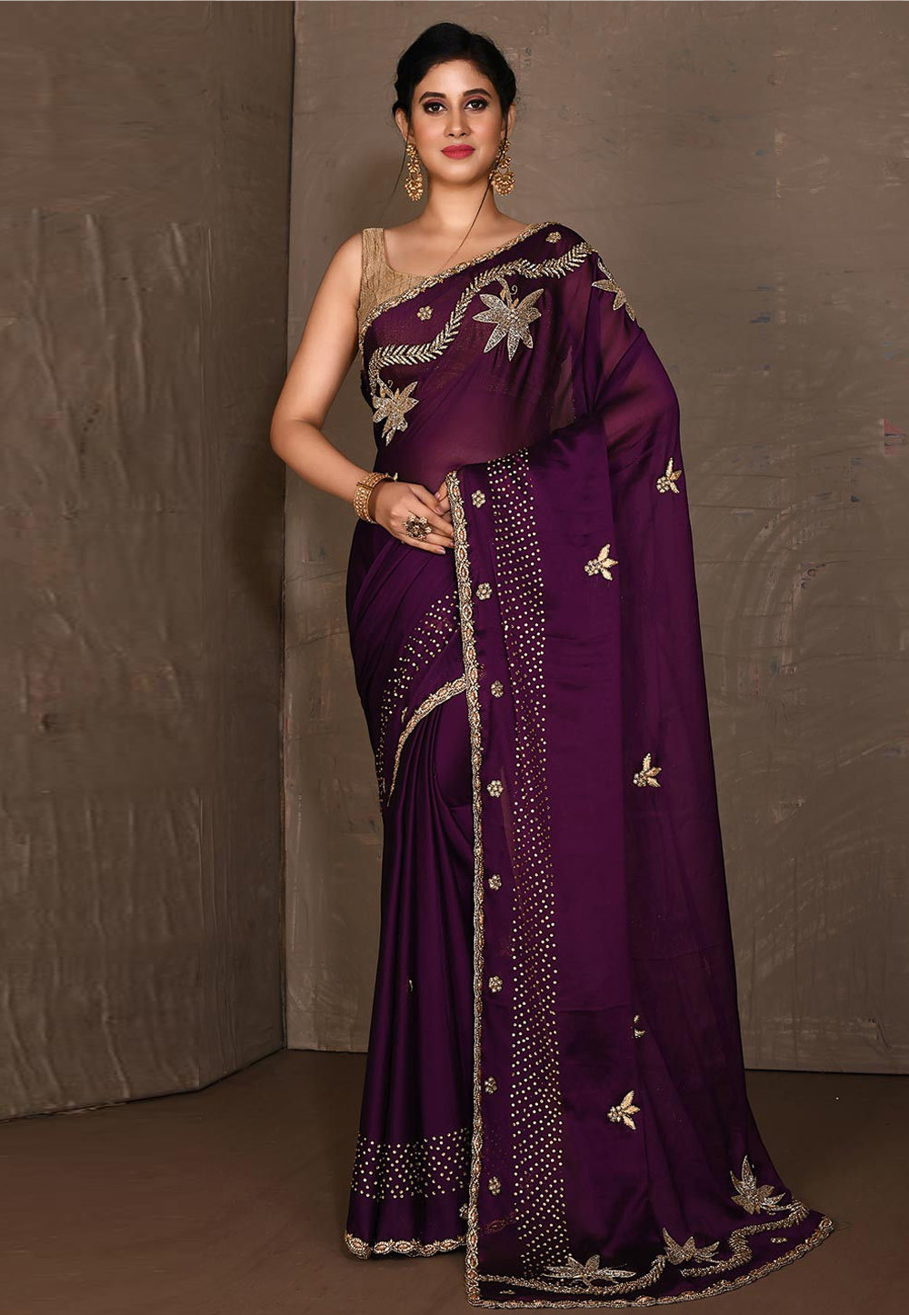 Purple Satin Festival Wear Saree 242936