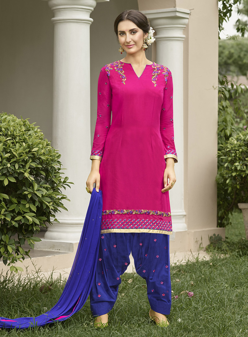 Pink Cambric Cotton Punjabi Suit 105447