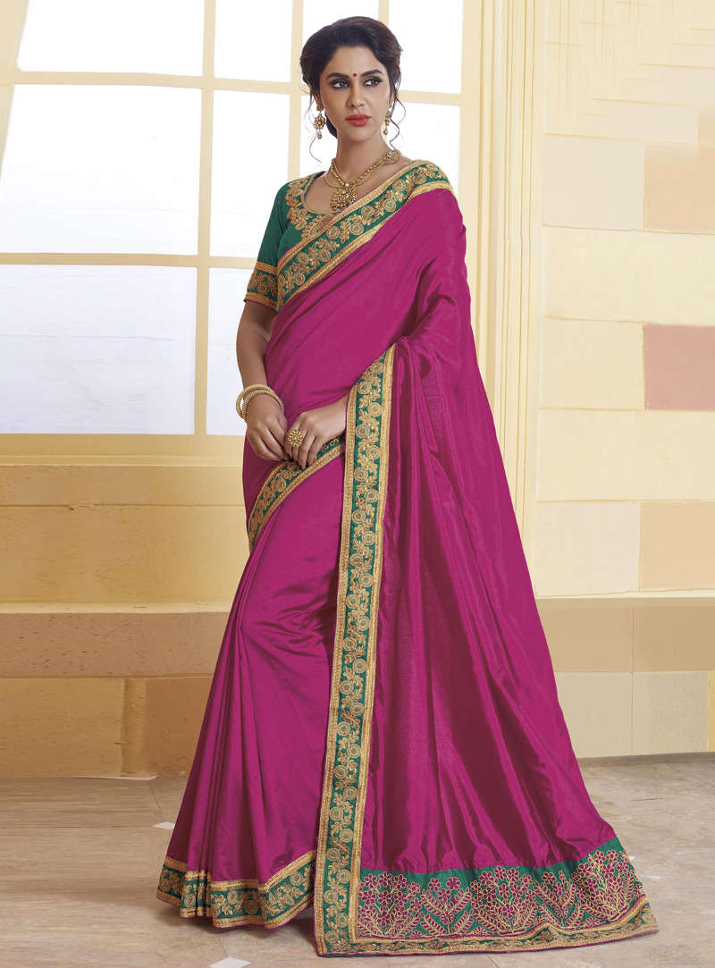 Magenta Silk Saree With Blouse 105911