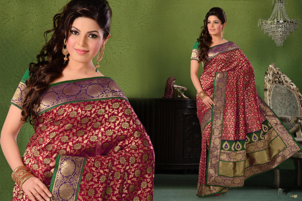Red Banarasi Silk Wedding Saree 23741