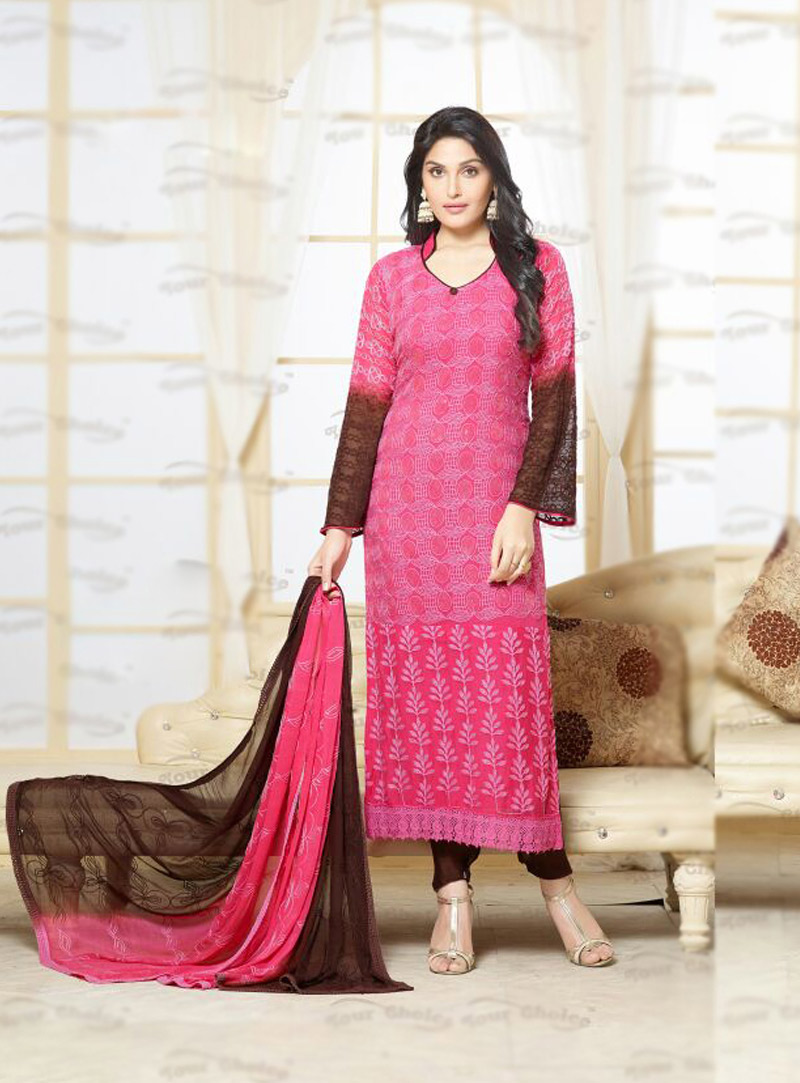 Pink Chiffon Pakistani Style Pant Suit 85187