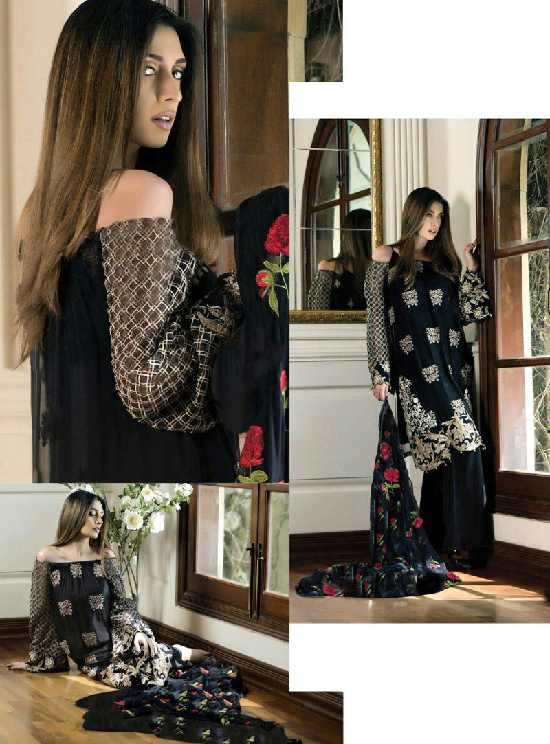 Black Georgette Pakistani Style Suit 85210