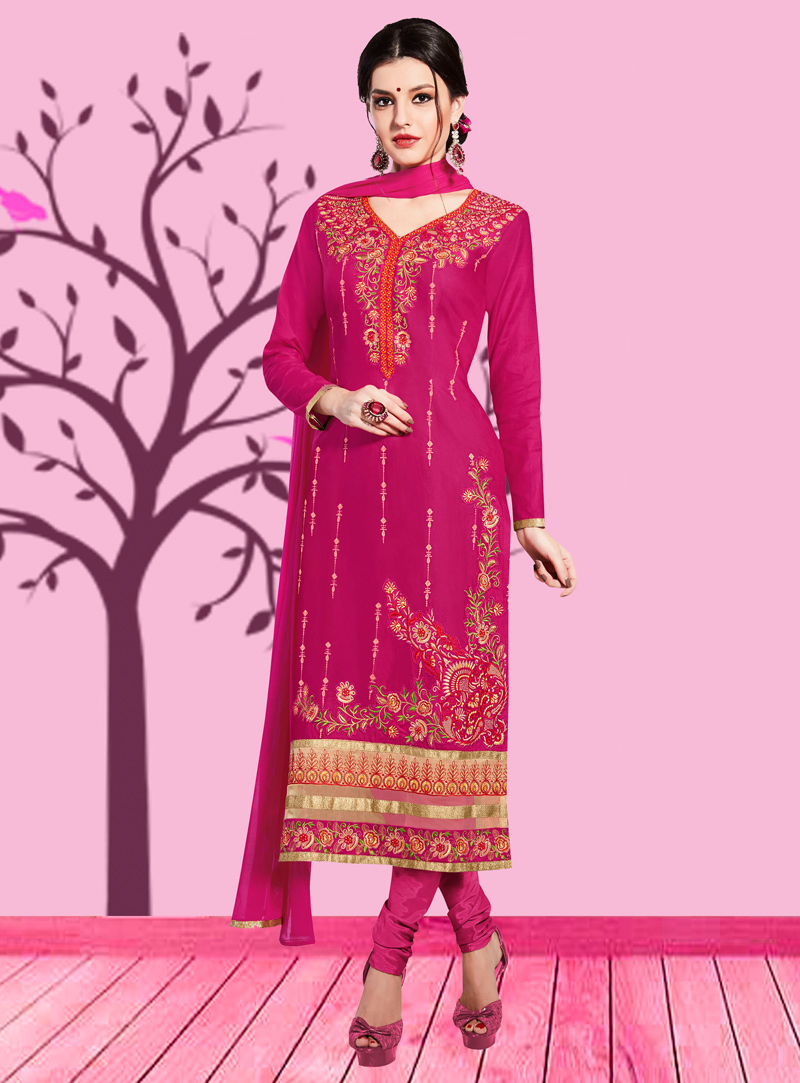 Magenta Cotton Churidar Salwar Suit 116316