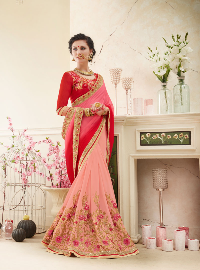 Red Georgette Party Wear Saree 80674