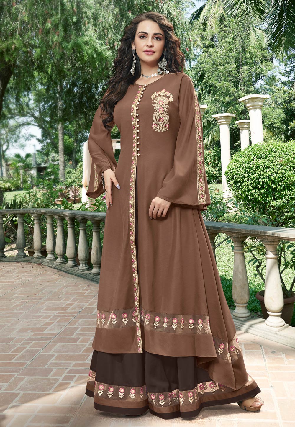 Brown Cotton Layered Gown 162689