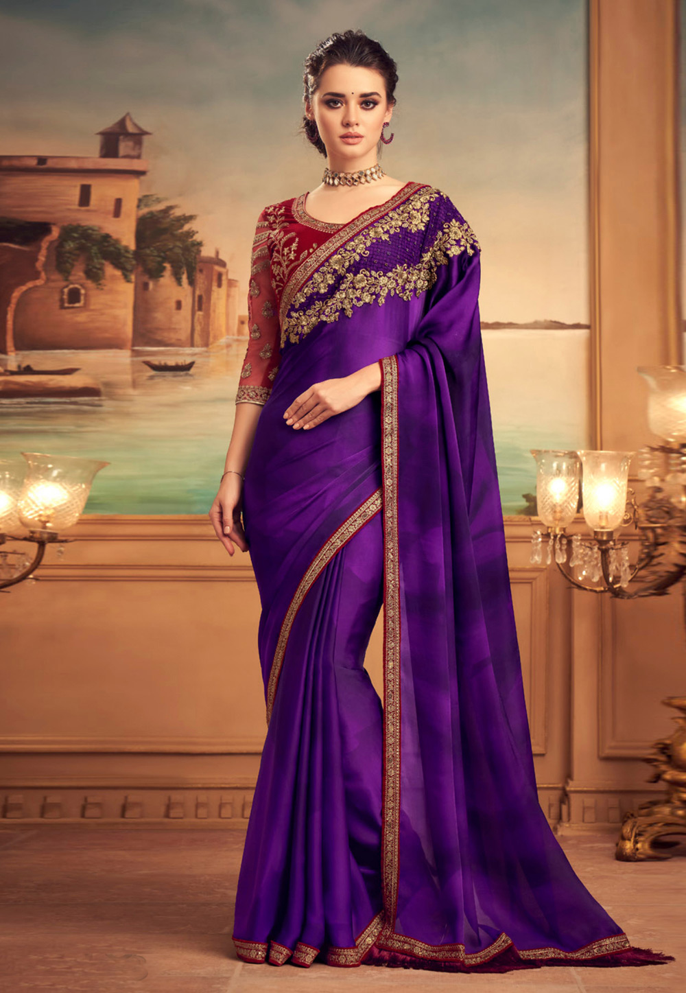 Violet Silk Festival Wear Saree 219372