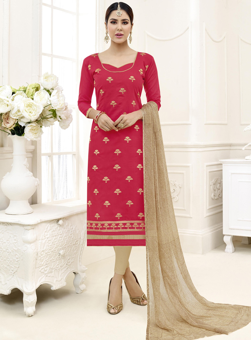Pink Chanderi Churidar Salwar Suit 108279