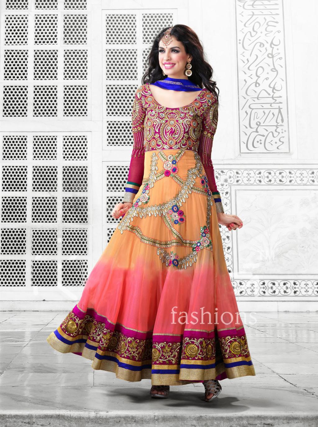 Multi Color Embroidered Chiffon Designer Anarkali Suit 27269