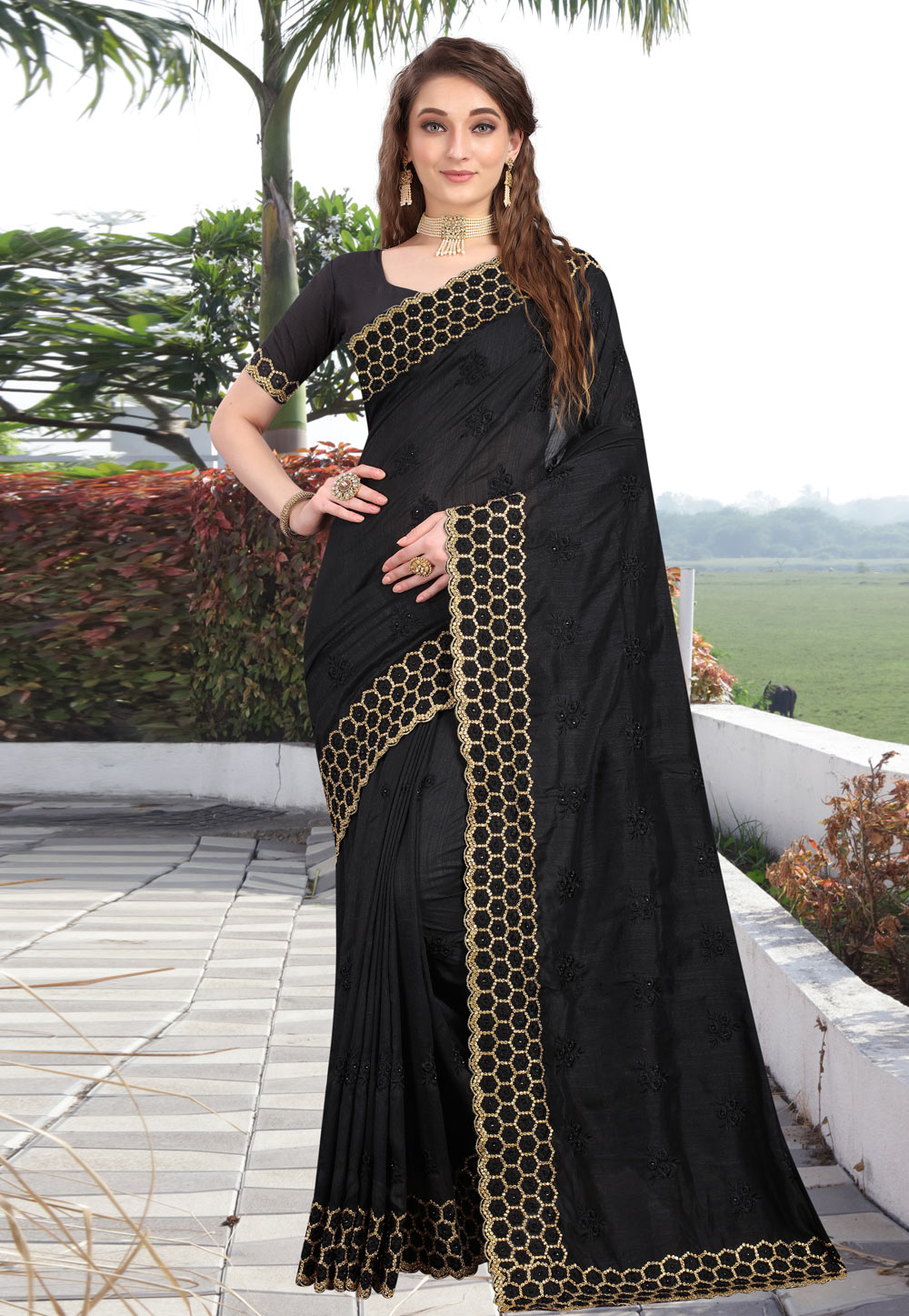 Black Silk Festival Wear Saree 209242