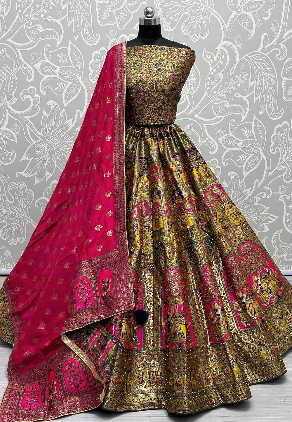 Yellow Banarasi Silk Wedding Lehenga Choli 272745